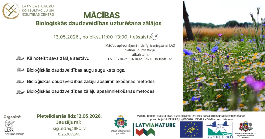 Mācības Bioloģiskās daudzveidības uzturēšana zālājos